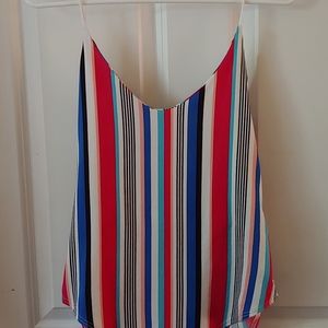 Leotard top. Multicolor vertical stripe